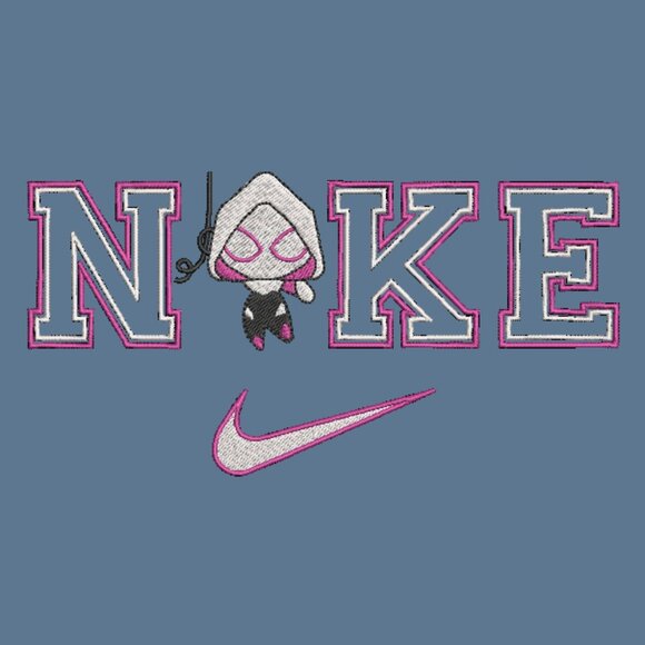 Nike Chibi Ghost Spider Woman Embroidered Adult Crewneck Sweatshirt Gwen Stacy - Picture 3 of 9